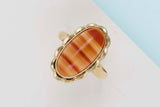 14 CT. Yellow Gold Ring - Agate - Size 55