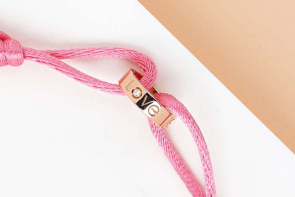 Love Cord Bracelet - Rose Gold With Diamond