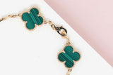 Vintage Alhambra Bracelet - 5 Motifs - Yellow Gold & Malachite - 19CM - B&P