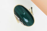 14 ct. Yellow Gold Ring - Diamond - Malachite - Size 56