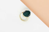 14 ct. Yellow Gold Ring - Diamond - Malachite - Size 56