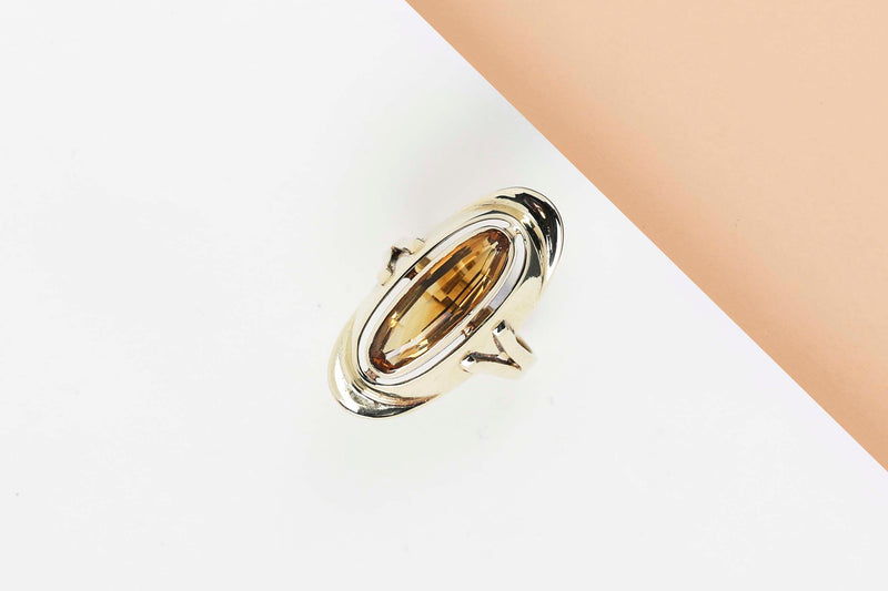 14 ct. Yellow Gold Ring - Citrine - Size 55