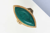 18 ct. Yellow Gold Ring - Malachite - Size 55
