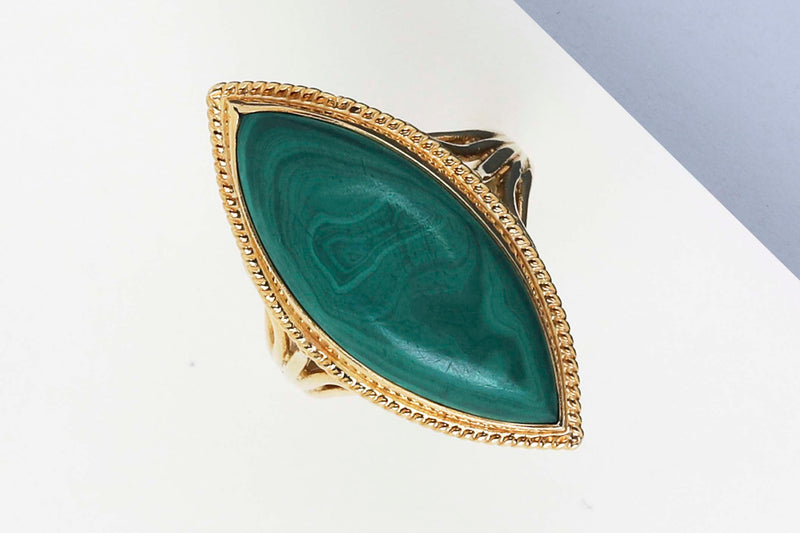 18 ct. Yellow Gold Ring - Malachite - Size 55