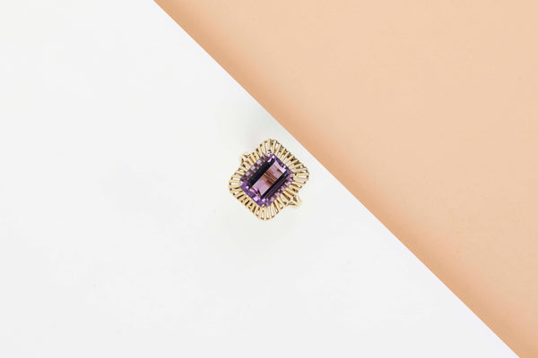 18 ct. Yellow Gold Ring - Amethyst - Size 56