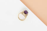 18 ct. Yellow Gold Ring - Amethyst - Size 56