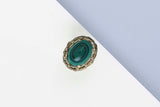 14 ct. Yellow Gold Ring - Malachite - Size 55