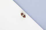 18 ct. Yellow Gold Ring - Garnet - Diamond - Size 53