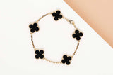 Vintage Alhambra Bracelet - 5 Motifs - Yellow Gold & Onyx - 19CM - B&P