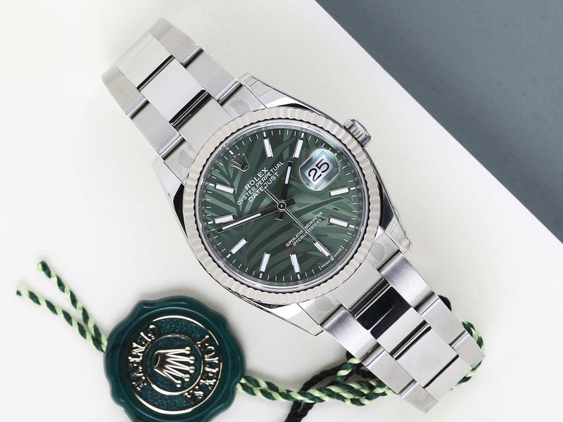 Datejust 36 'Green Palm Motif Dial - Oyster'