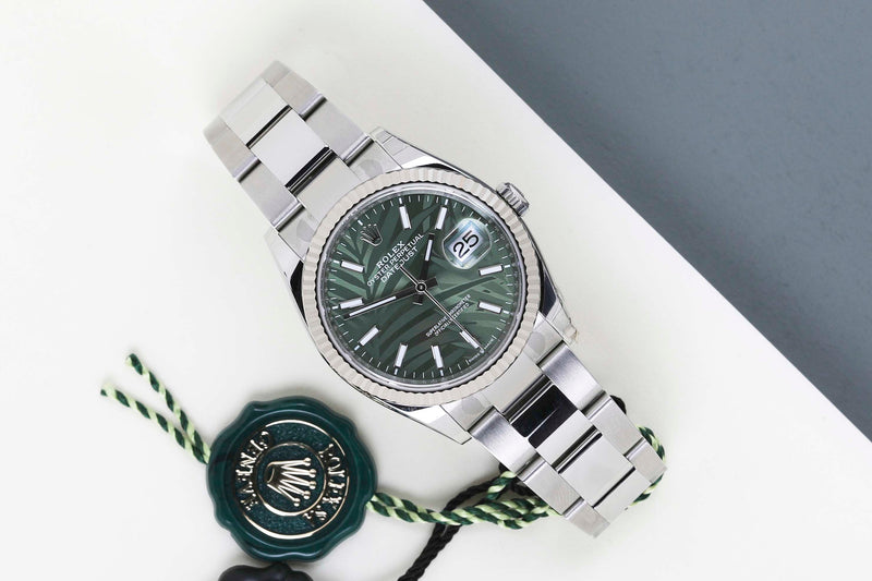 Datejust 36 'Green Palm Motif Dial - Oyster'