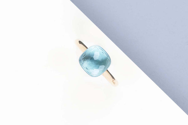 Nudo Ring - Rose & White Gold - Sky Blue Topaz - Size 55 - B&P