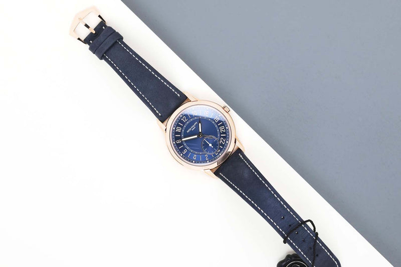 Calatrava Travel Time 'Rose Gold - Blue Dial