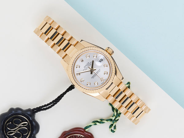 Datejust 26 'Silver Diamond Dial - President'
