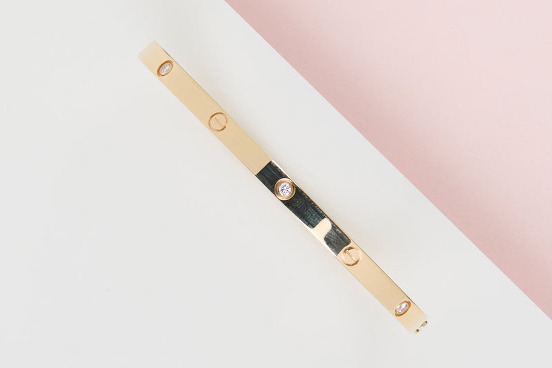 Love Bracelet Small - Yellow Gold & Diamonds - Size 16 - B&P
