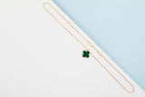 Vintage Alhambra Necklace - Yellow Gold & Malachite - 42 CM - P