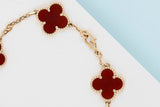 Vintage Alhambra Bracelet - 5 Motifs - Yellow Gold & Carnelian - 19CM - B&P
