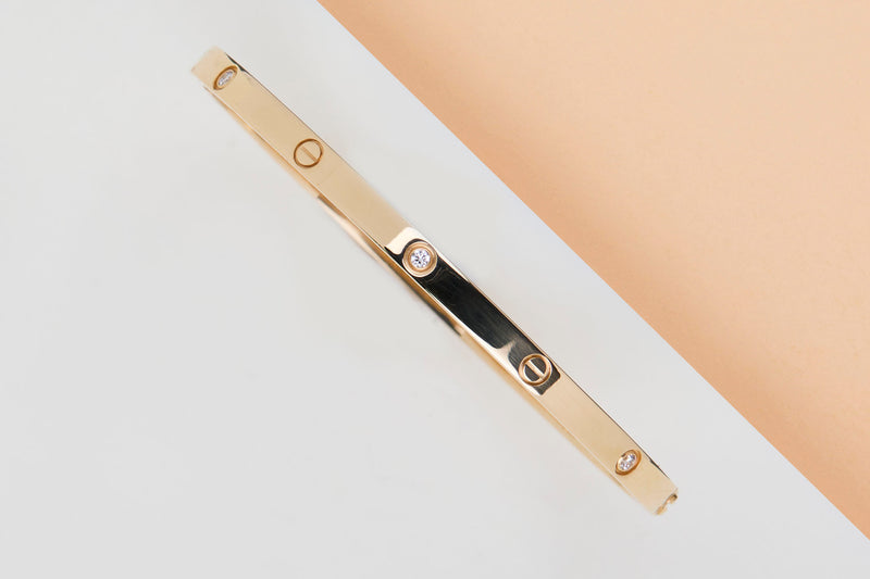 Love Bracelet Small Yellow Gold & 6 Diamonds - Size 17 - B&P
