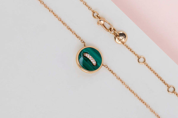 Pom Pom Dot Necklace - Rose Gold - MOP/Malachite & Diamonds - 38/42CM - B&P