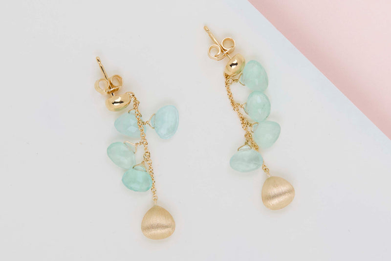 18ct. Yellow Gold Earrings - Aquamarine