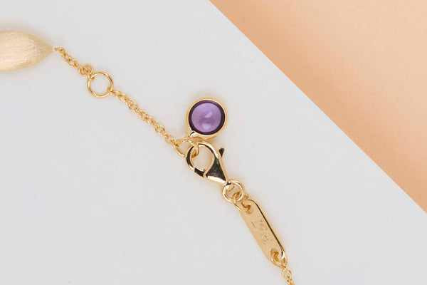 18ct. Yellow Gold Bracelet - Amethyst - 19CM