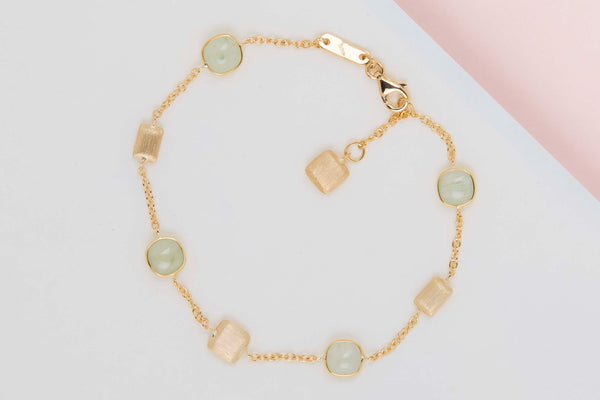 18ct. Yellow Gold Bracelet - Aquamarine - 19CM