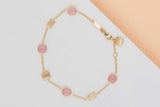 18ct. Yellow Gold Bracelet - Guava Quartz - 19CM