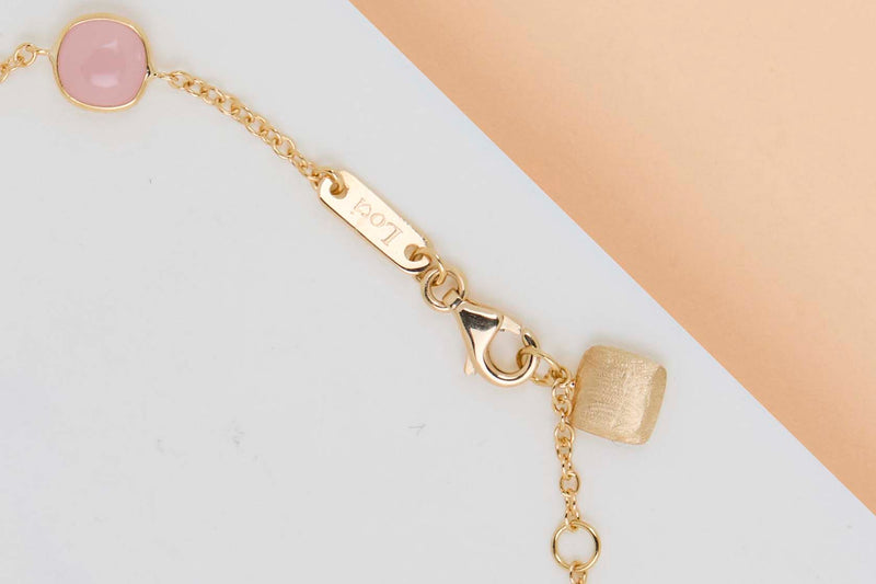 18ct. Yellow Gold Bracelet - Guava Quartz - 19CM