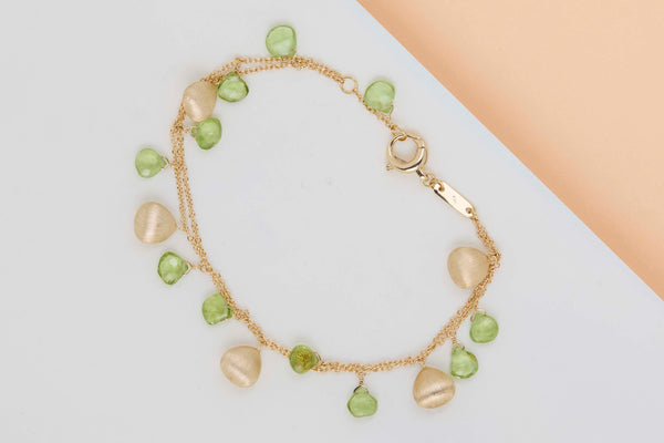 18ct. Yellow Gold Bracelet - Peridot - 19CM
