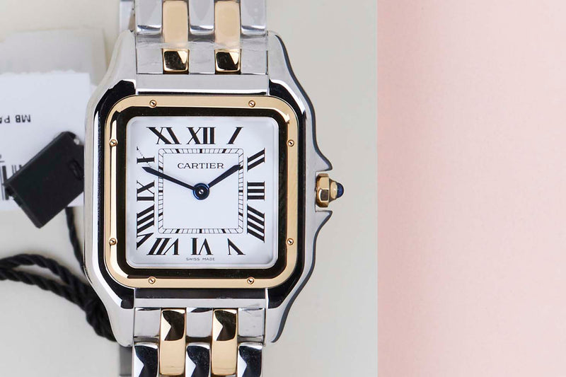 Panthère De Cartier Medium 'Steel/Yellow Gold - Silver Roman Dial'