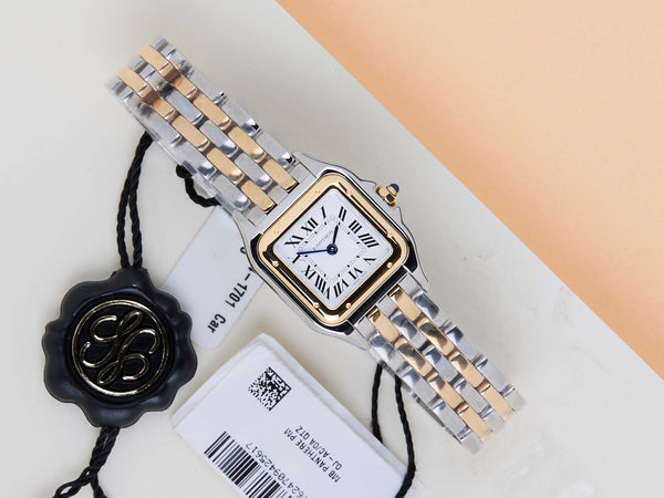 Panthère De Cartier Small 'Steel/Yellow Gold - Silver Roman Dial'