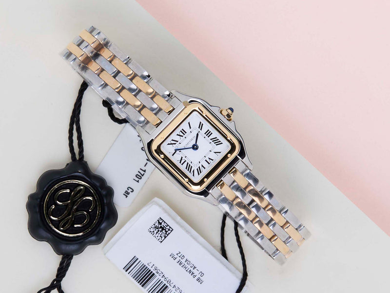 Panthère De Cartier Small 'Steel/Yellow Gold - Silver Roman Dial'