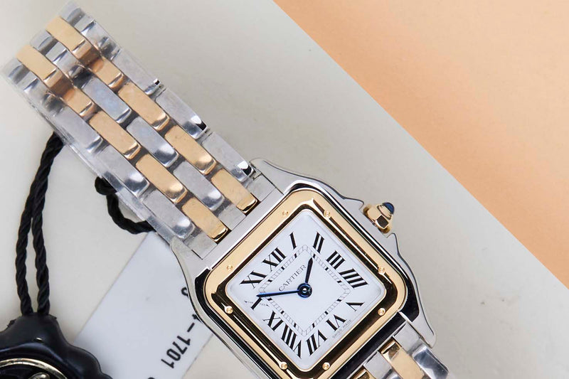 Panthère De Cartier Small 'Steel/Yellow Gold - Silver Roman Dial'