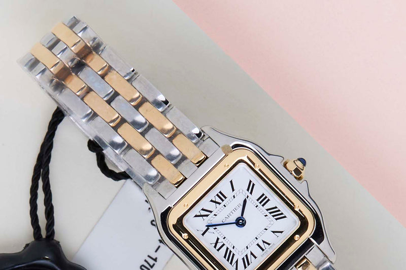 Panthère De Cartier Small 'Steel/Yellow Gold - Silver Roman Dial'