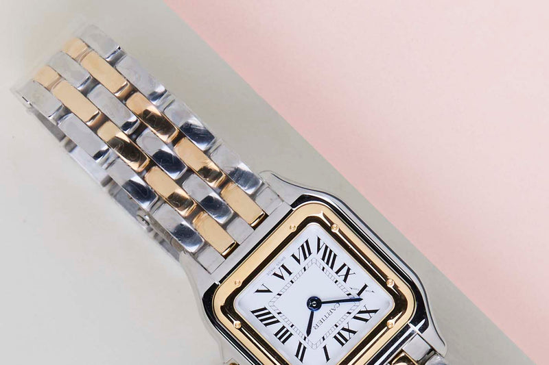 Panthère De Cartier Small 'Steel/Yellow Gold - Silver Roman Dial'