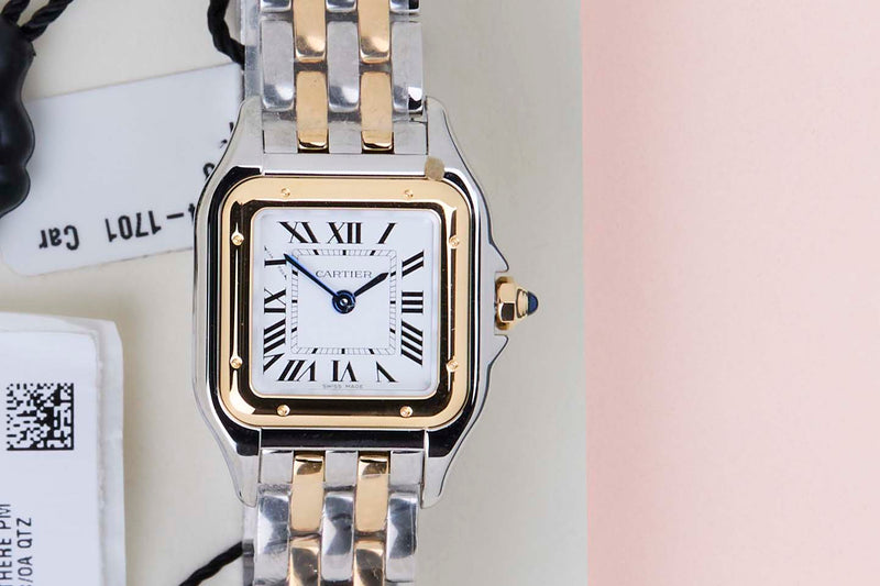 Panthère De Cartier Small 'Steel/Yellow Gold - Silver Roman Dial'