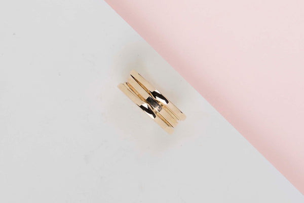 B.ZERO 1 Two Band Ring - Yellow Gold - Size 56