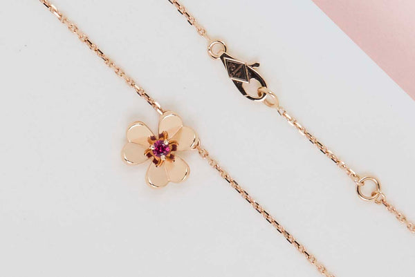 Frivole Mini Necklace - Rose Gold & Ruby - 45,5 CM - B&P