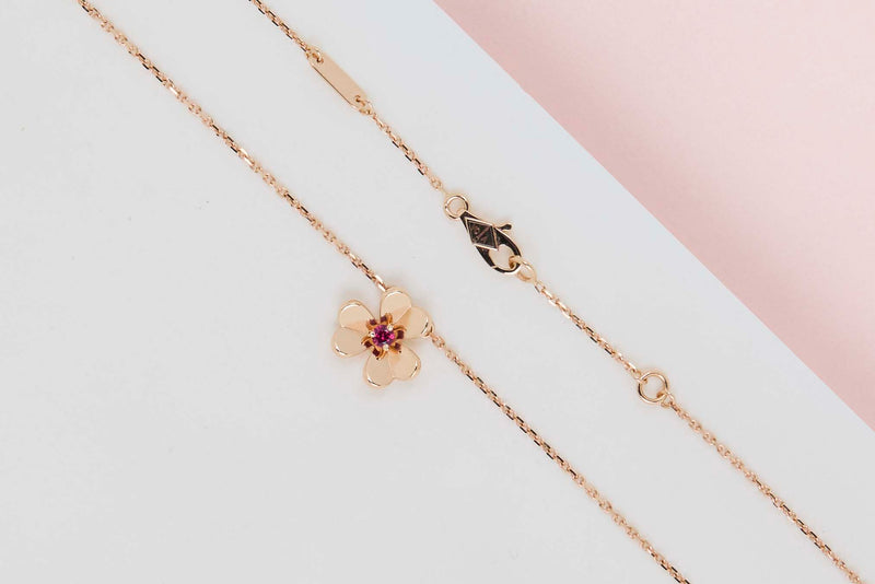 Frivole Mini Necklace - Rose Gold & Ruby - 45,5 CM - B&P