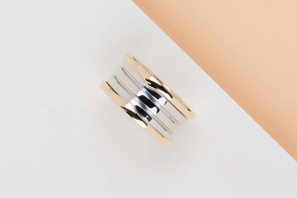 B.ZERO 1 FOUR-BAND RING - SIZE 55 - Ginza Limited Edition - White Gold & YELLOW GOLD - B