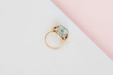 14 ct. Yellow Gold - Blue Topaz - Size 56