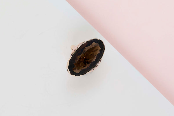 14 ct. Yellow & Rose Gold - Synthetic Garnet - Size 57