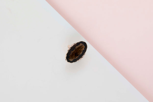 14 ct. Yellow & Rose Gold - Synthetic Garnet - Size 57