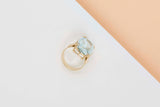 14 ct. Yellow Gold - Blue Topaz - Size 54