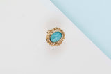 14 CT. Yellow Gold - Synthetic Amethyst & Chrysoprase - Size 59