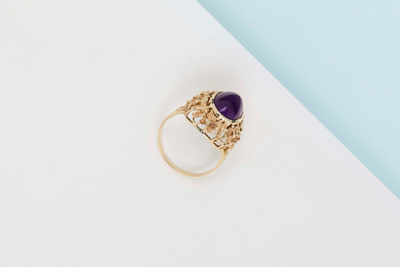 14 CT. Yellow Gold - Synthetic Amethyst & Chrysoprase - Size 59