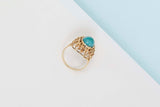 14 CT. Yellow Gold - Synthetic Amethyst & Chrysoprase - Size 59