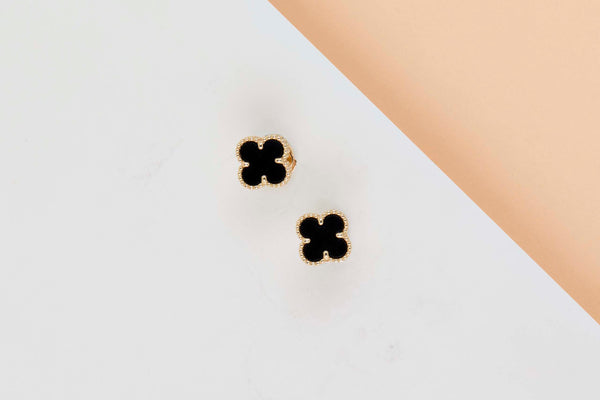 Sweet Alhambra Earrings - Yellow Gold & Onyx - B&P