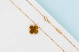 Vintage Alhambra Necklace - Yellow Gold - Tiger Eye - 42 CM - B&P