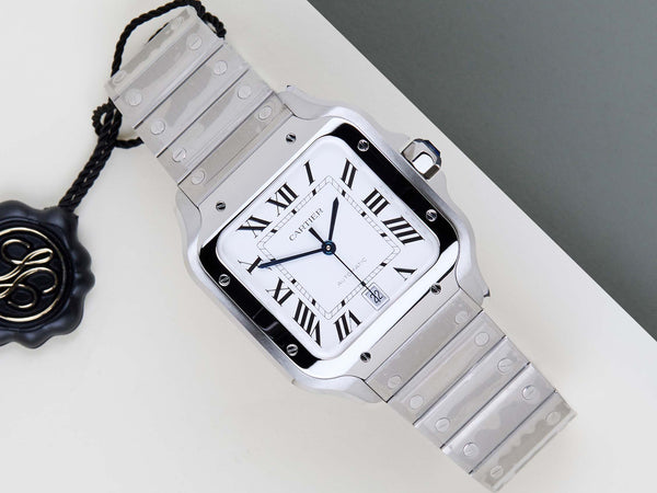 Santos Large 'White Roman Dial'